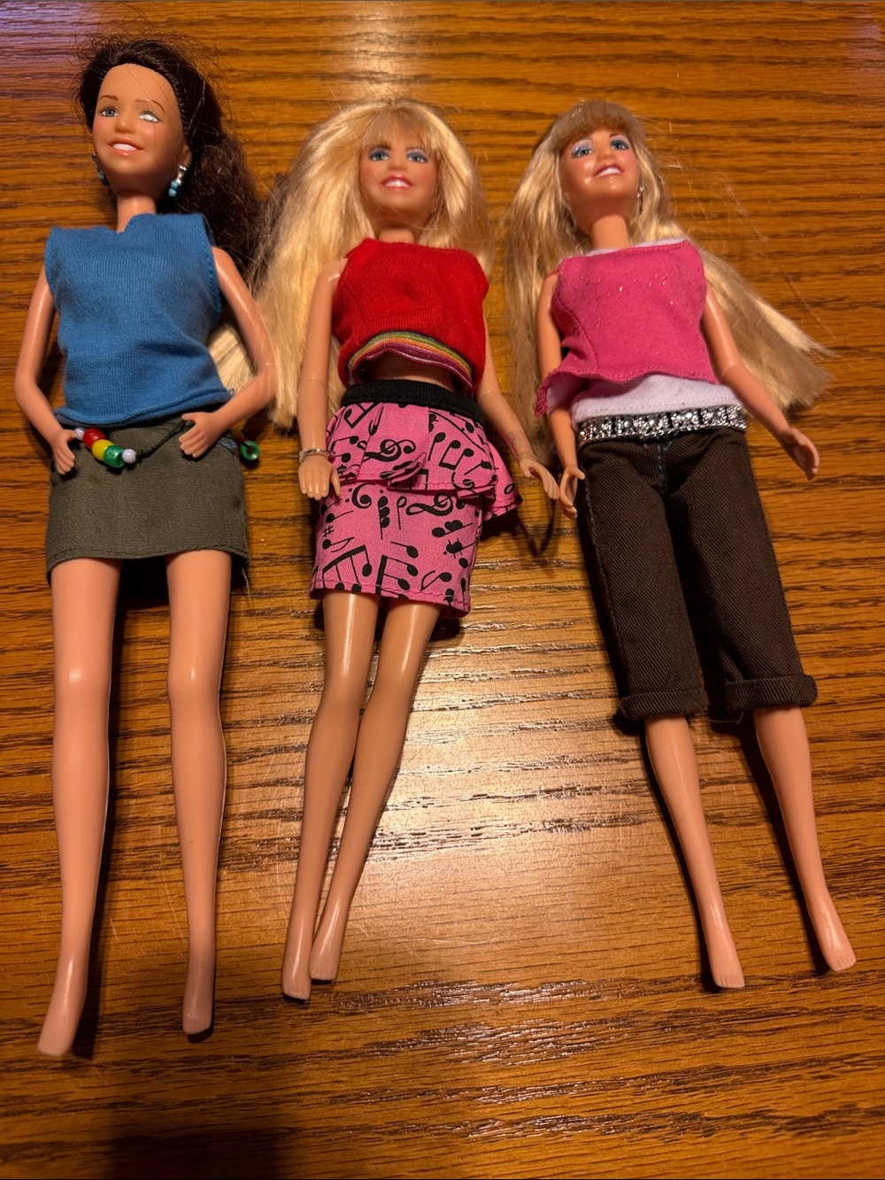 Fashion Doll Trio Set in Blue, Red, and Pink Outfits from series Hannah Montana
